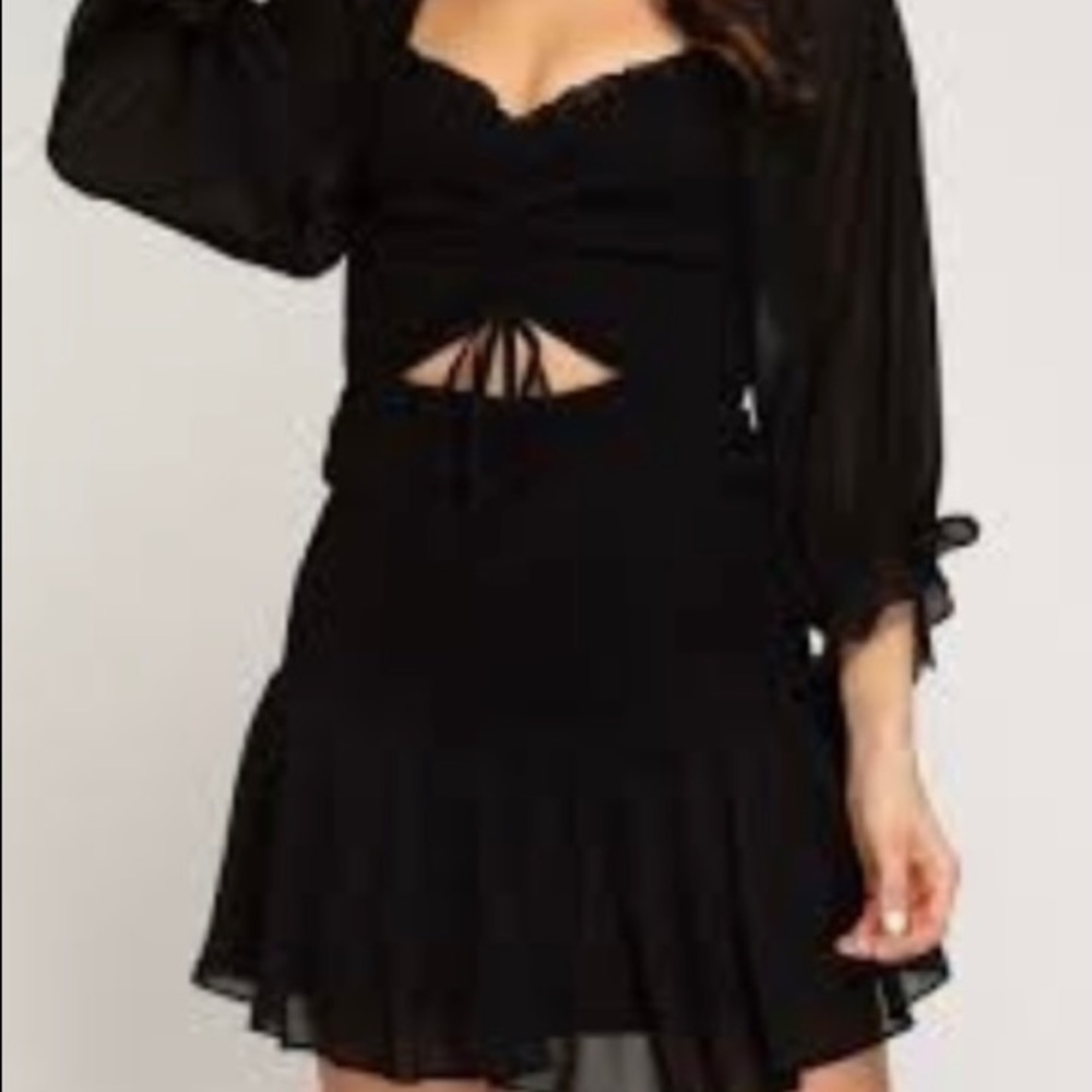 Smocked mini dress with cutout